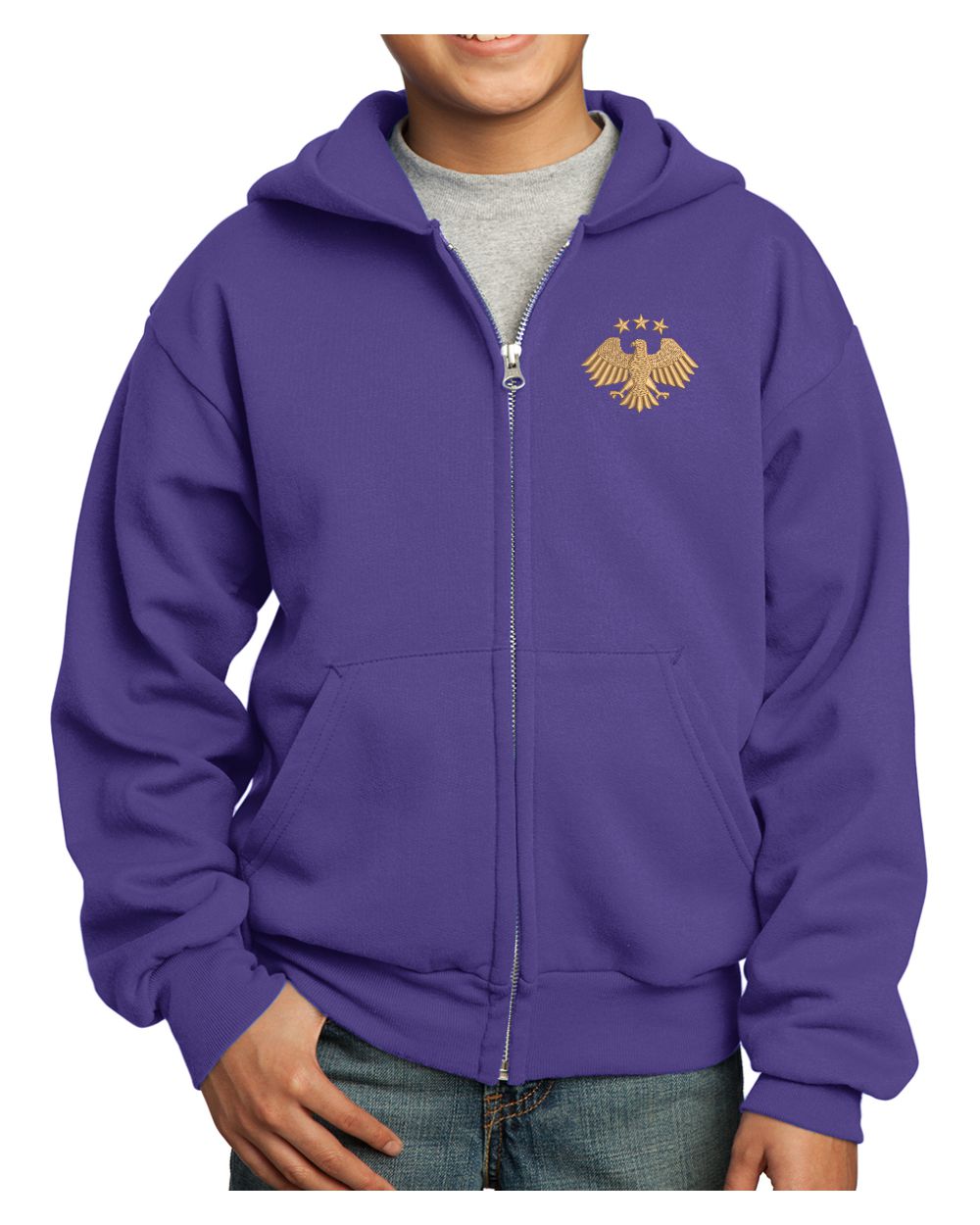 Port & Company Ultimate Full-Zip Syria's New Eagle Hoodie, color: Purple