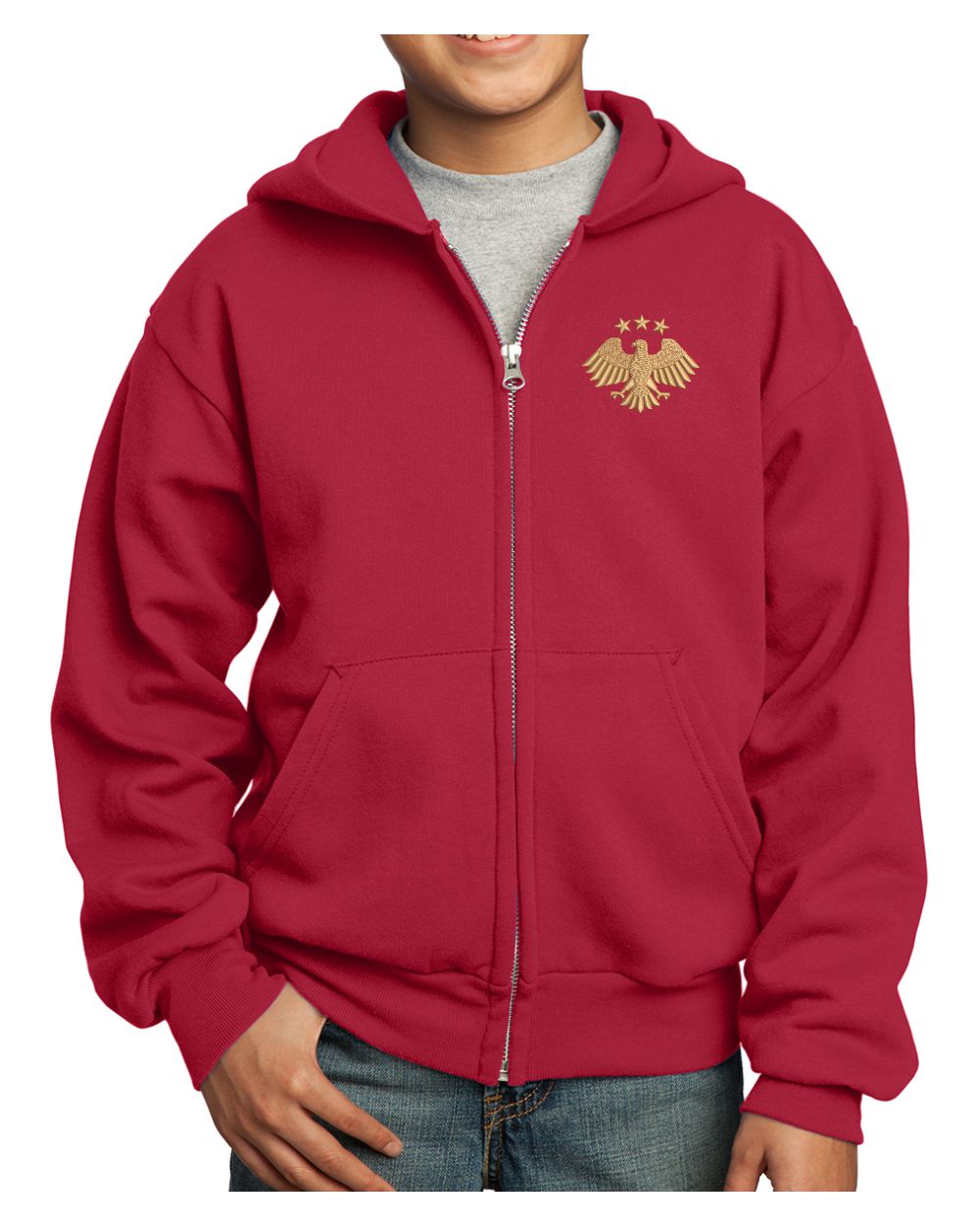 Port & Company Ultimate Full-Zip Syria's New Eagle Hoodie, color: Red