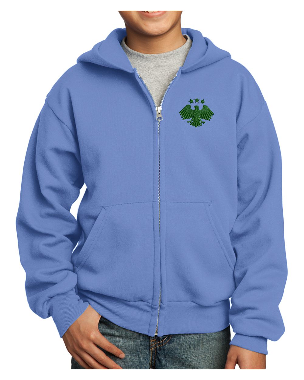 Port & Company Ultimate Full-Zip Syria's New Eagle Hoodie, color: Carolina Blue
