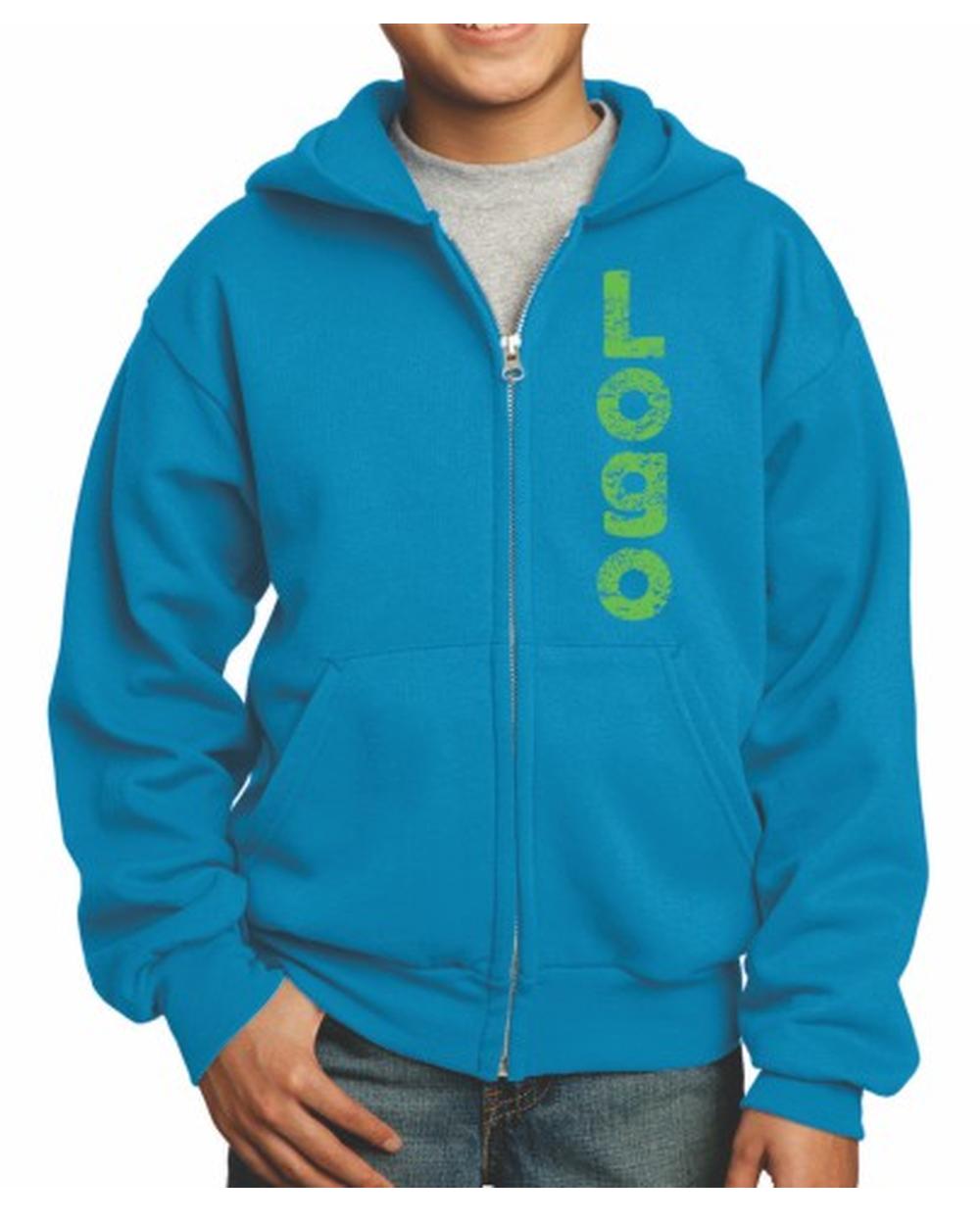 Port & Company Ultimate Full-Zip Custom Hoodie, color: Neon Blue
