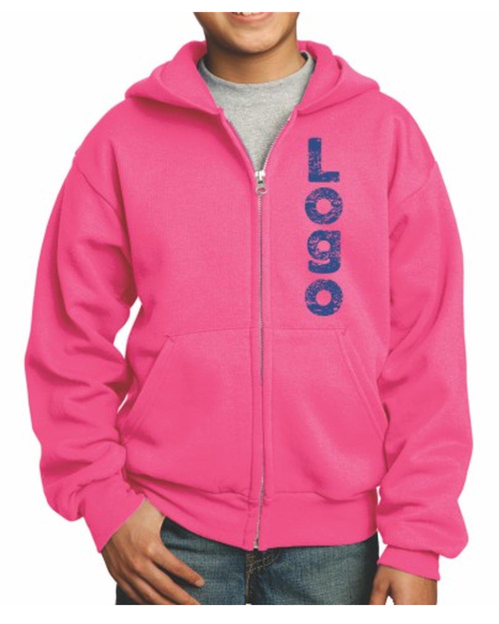 Port & Company Ultimate Full-Zip Custom Hoodie, color: Neon Pink
