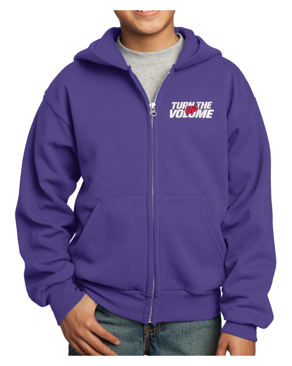 Port & Company Ultimate Full-Zip Turn The Volume Up Hoodie, color: Purple
