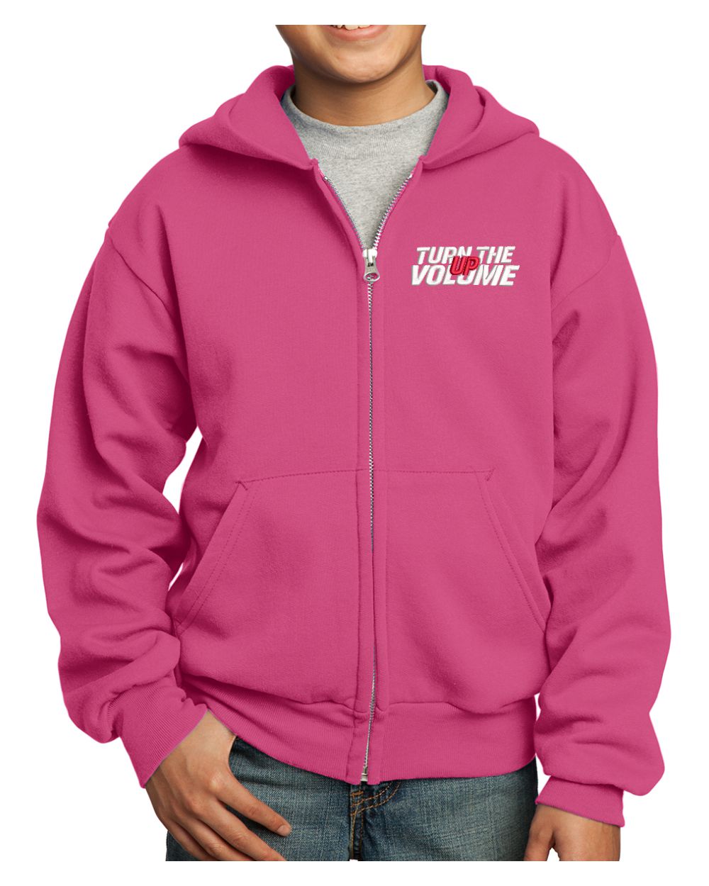 Port & Company Ultimate Full-Zip Turn The Volume Up Hoodie, color: Sangria