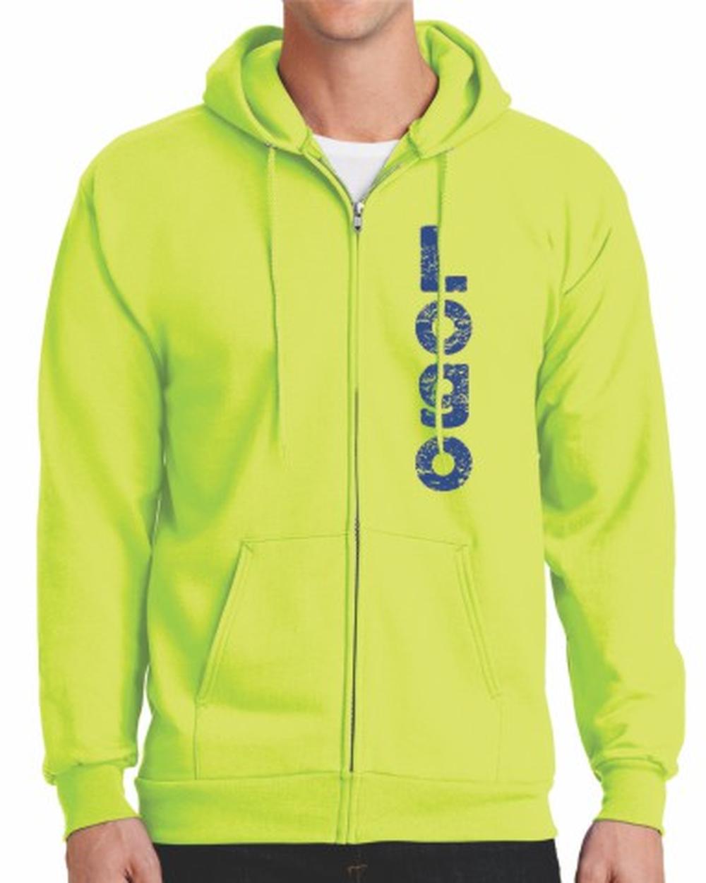 Port & Company Ultimate Full-Zip Custom Hoodie, color: Safety Green