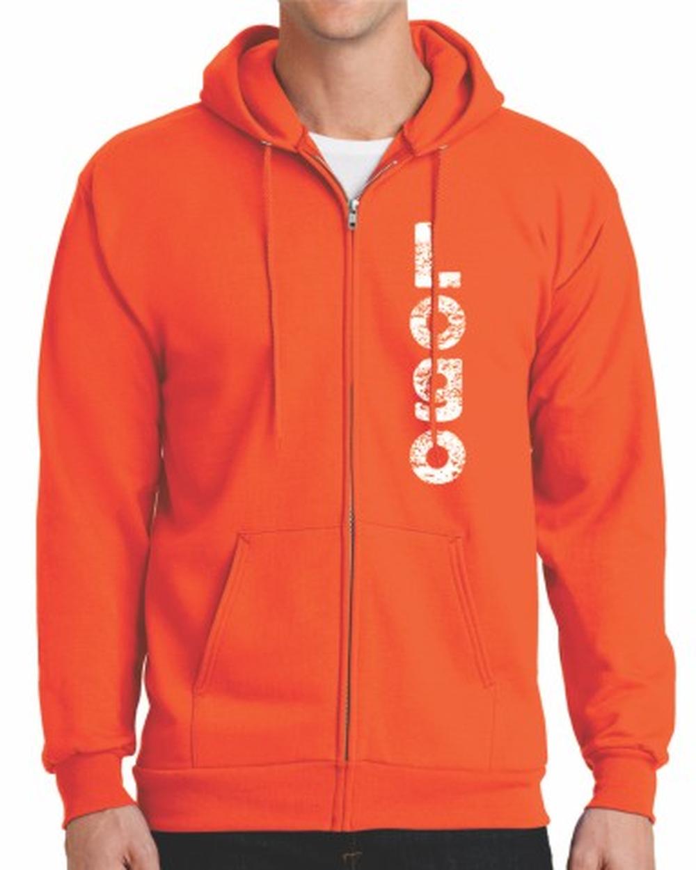 Port & Company Ultimate Full-Zip Custom Hoodie, color: Safety Orange