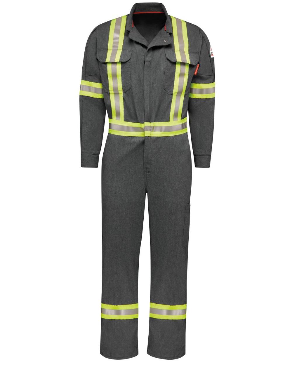 Bulwark IQ Series Nomex Lightweight Mobility Full Hi-Vis Flame Resistant Coverall, color: Dark Grey