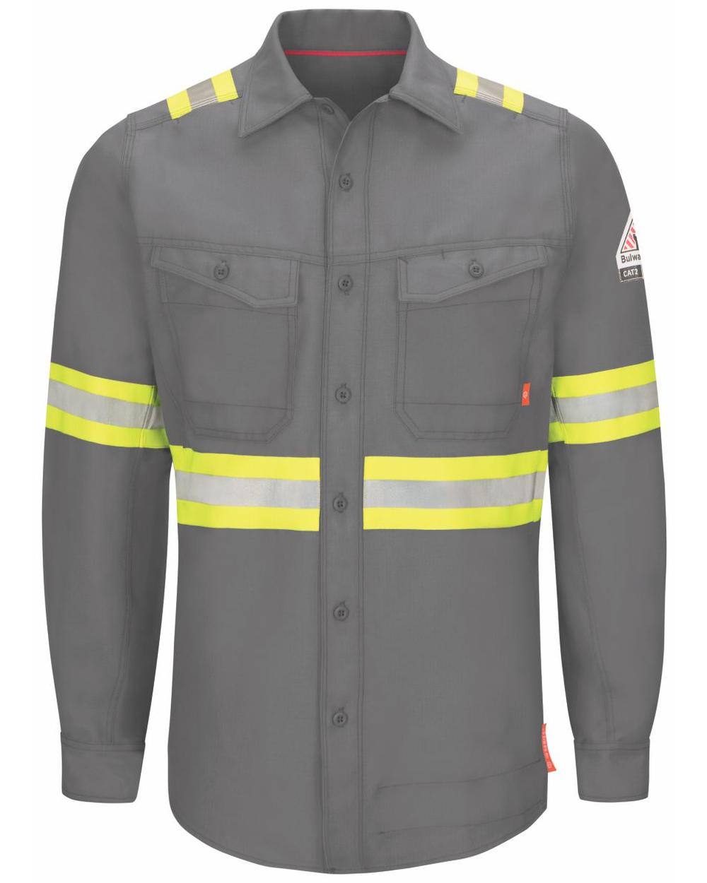 Bulwark L/S IQ Series Endurance Enhanced Visibility Flame Resistant Shirt, color: Grey
