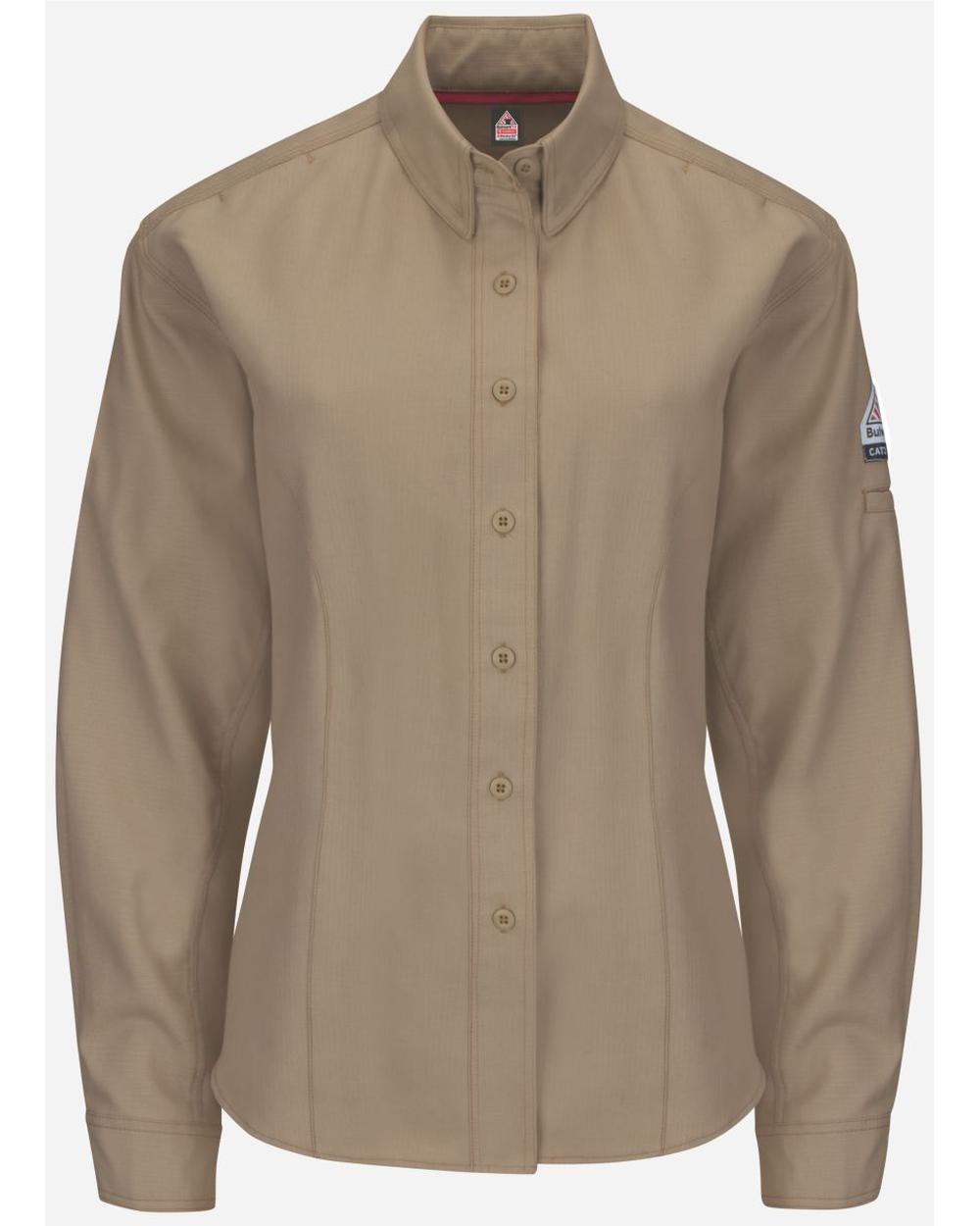 Bulwark Women's L/S IQ Series Endurance Collection Flame Resistant Shirt, color: Khaki