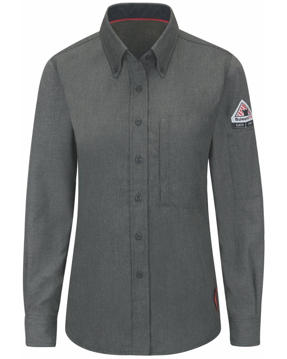 Bulwark Women's L/S IQ Series Comfort Lightweight Flame Resistant Shirt, color: Dark Grey