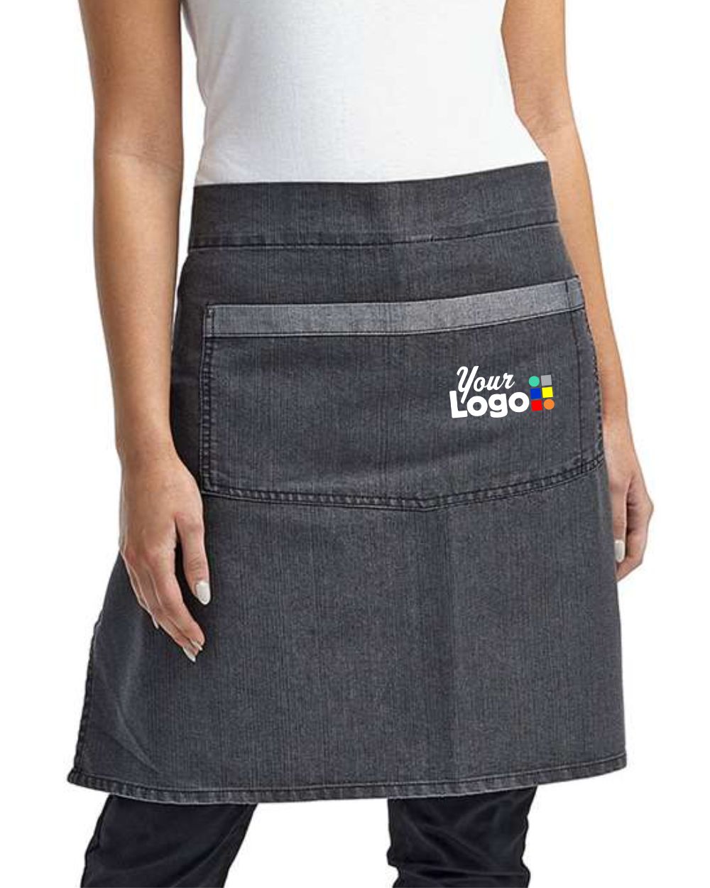Artisan Collection by Reprime Domain Contrast Denim Custom Waist Apron, color: Black Denim