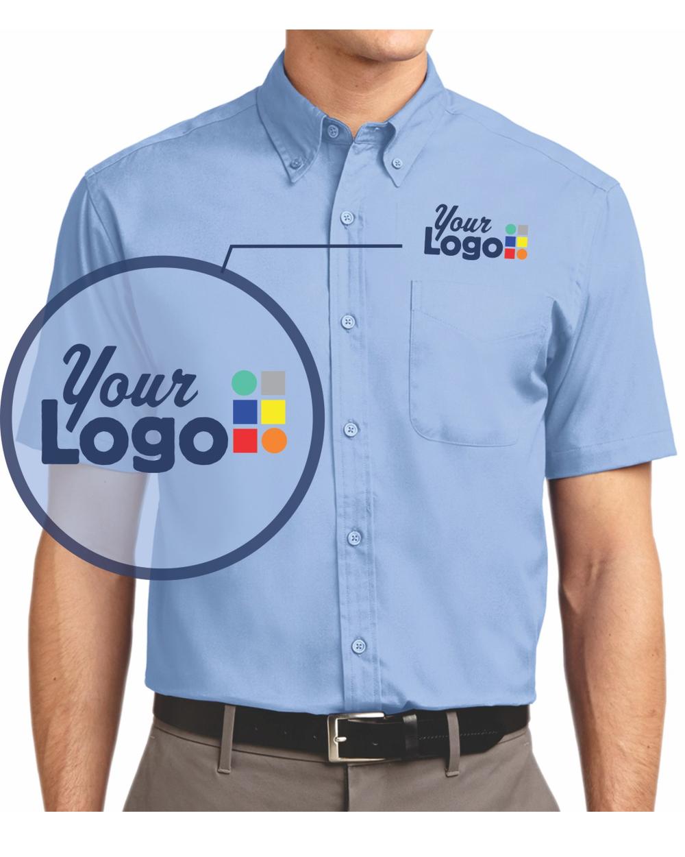 Port Authority S/S Easy Care Custom Shirt, color: Light Blue/Light Stone