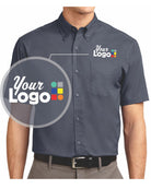 Port Authority S/S Easy Care Custom Shirt, color: Steel Grey/Light Stone