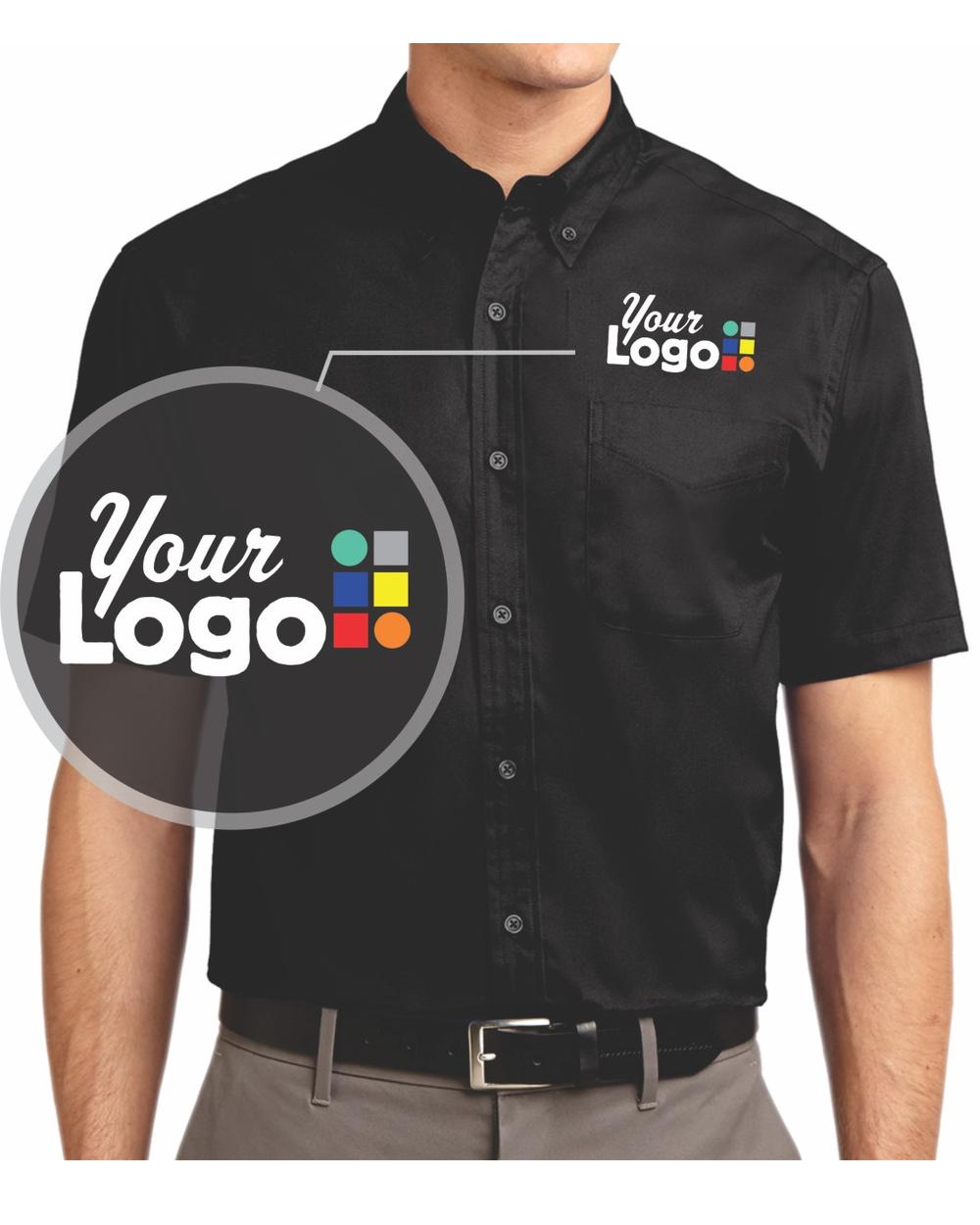 Port Authority S/S Easy Care Custom Shirt, color: Black/Light Stone