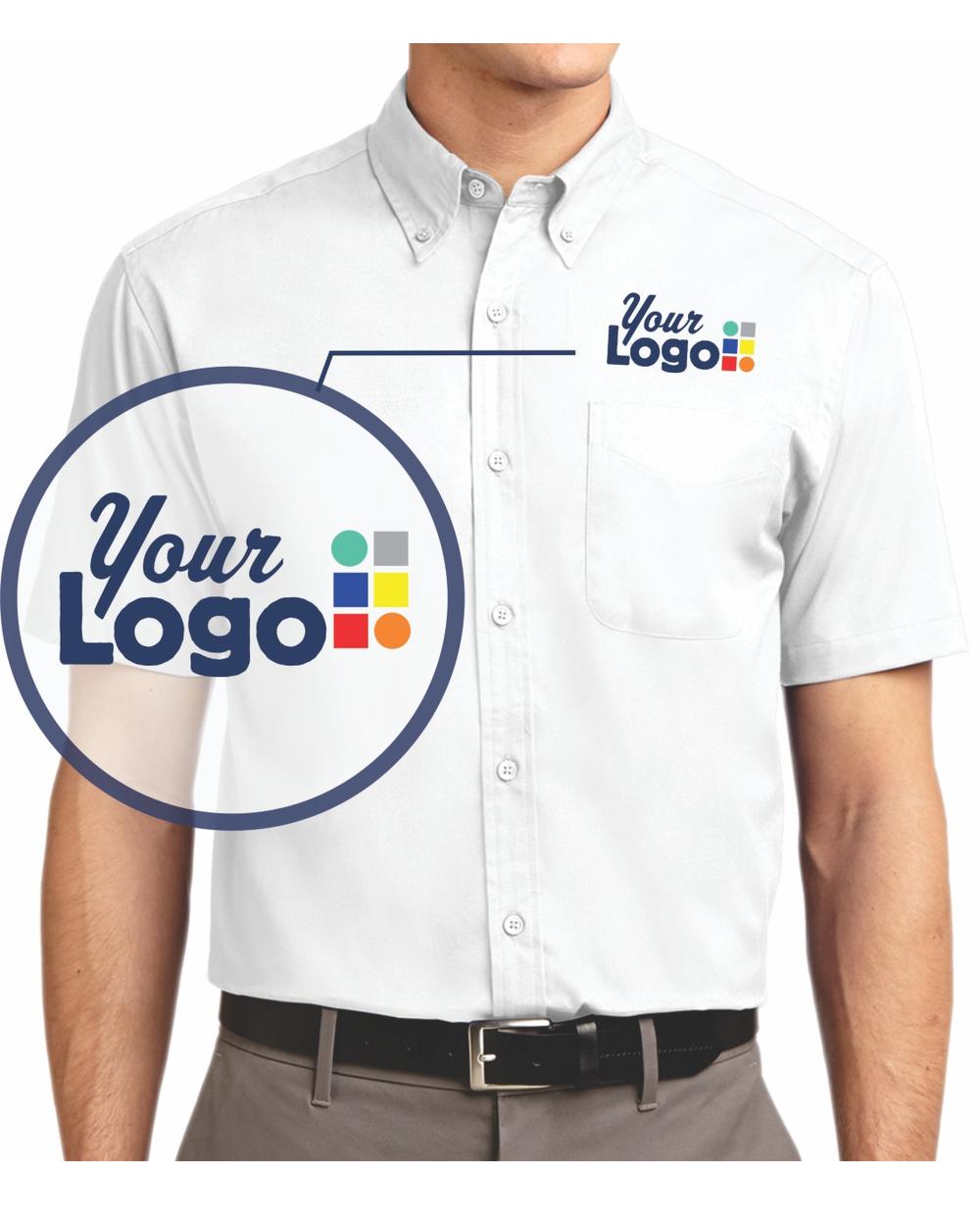 Port Authority S/S Easy Care Custom Shirt, color: White/Light Stone