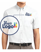 Port Authority S/S Easy Care Custom Shirt, color: White/Light Stone