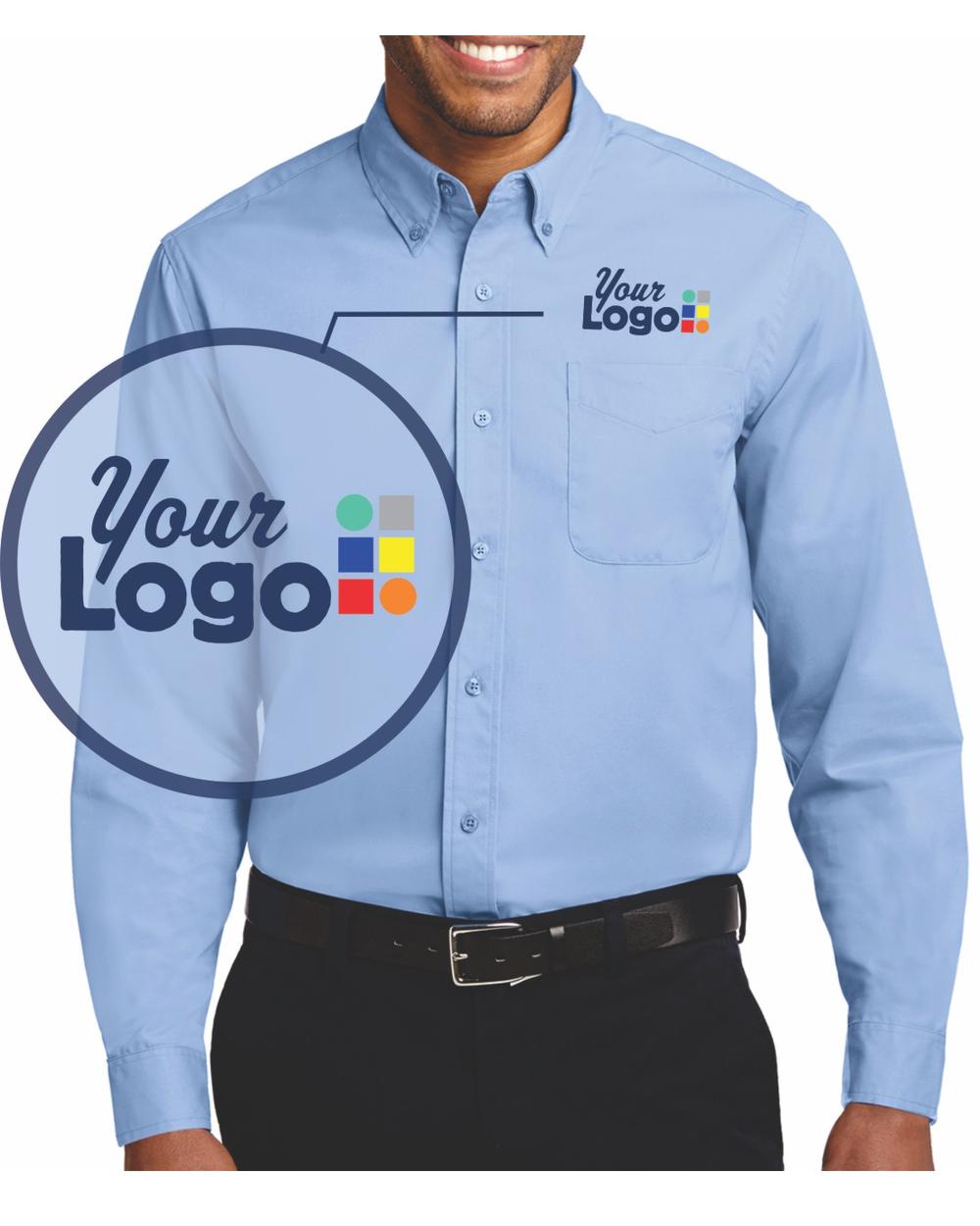 Port Authority L/S Easy Care Custom Shirt, color: Light Blue/Light Stone