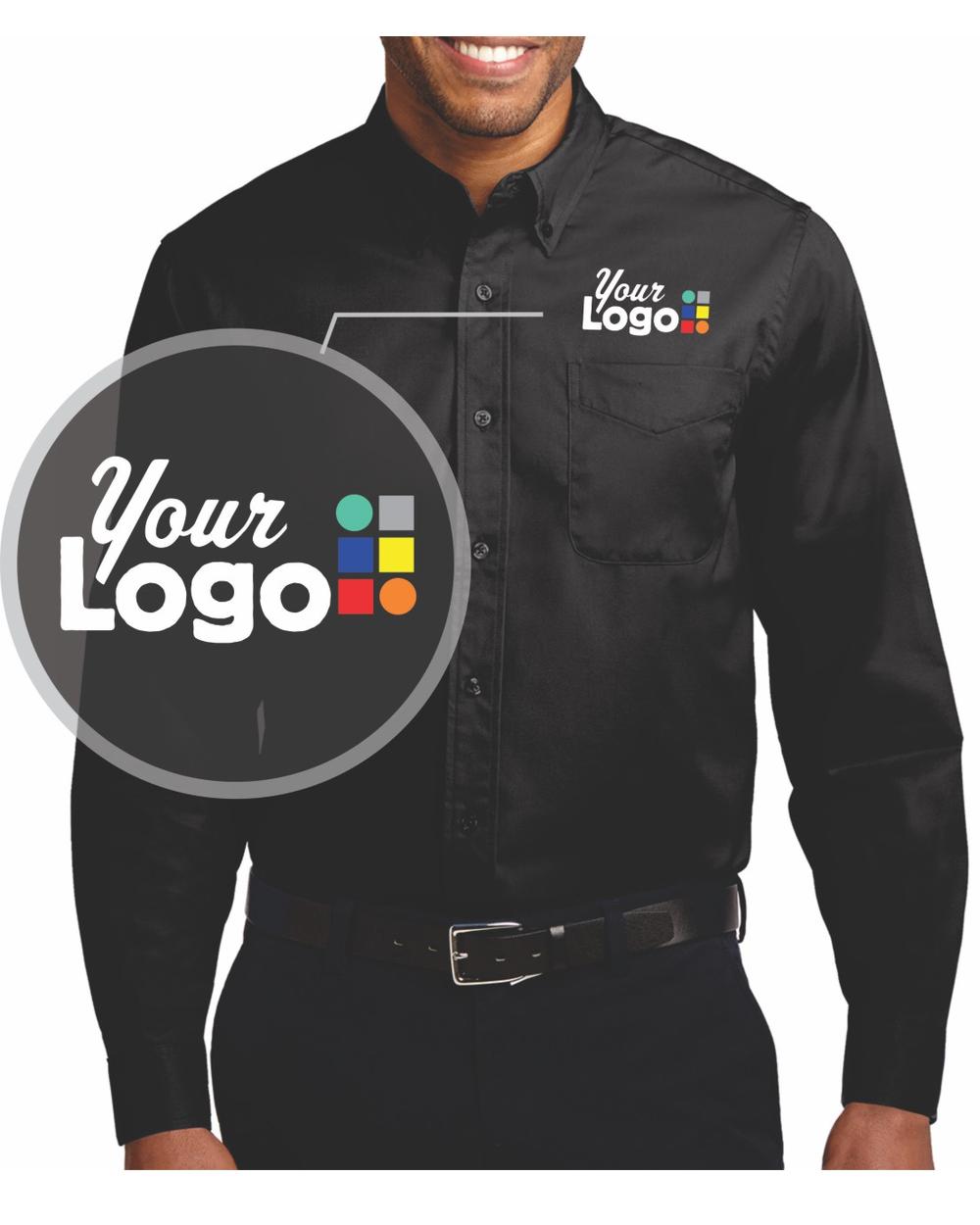 Port Authority L/S Easy Care Custom Shirt, color: Black/Light Stone