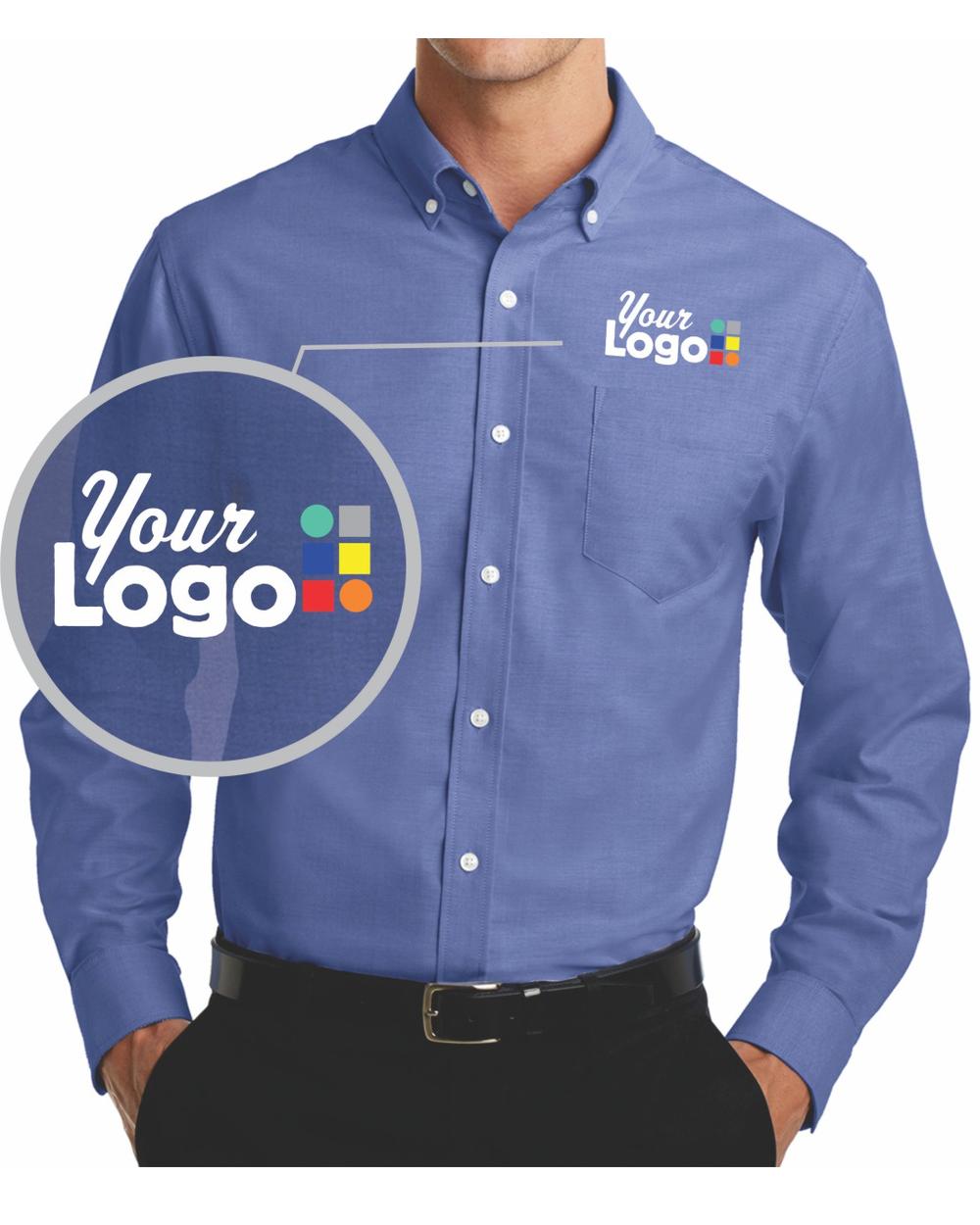 Port Authority L/S Superpro Oxford Custom Shirt, color: Navy