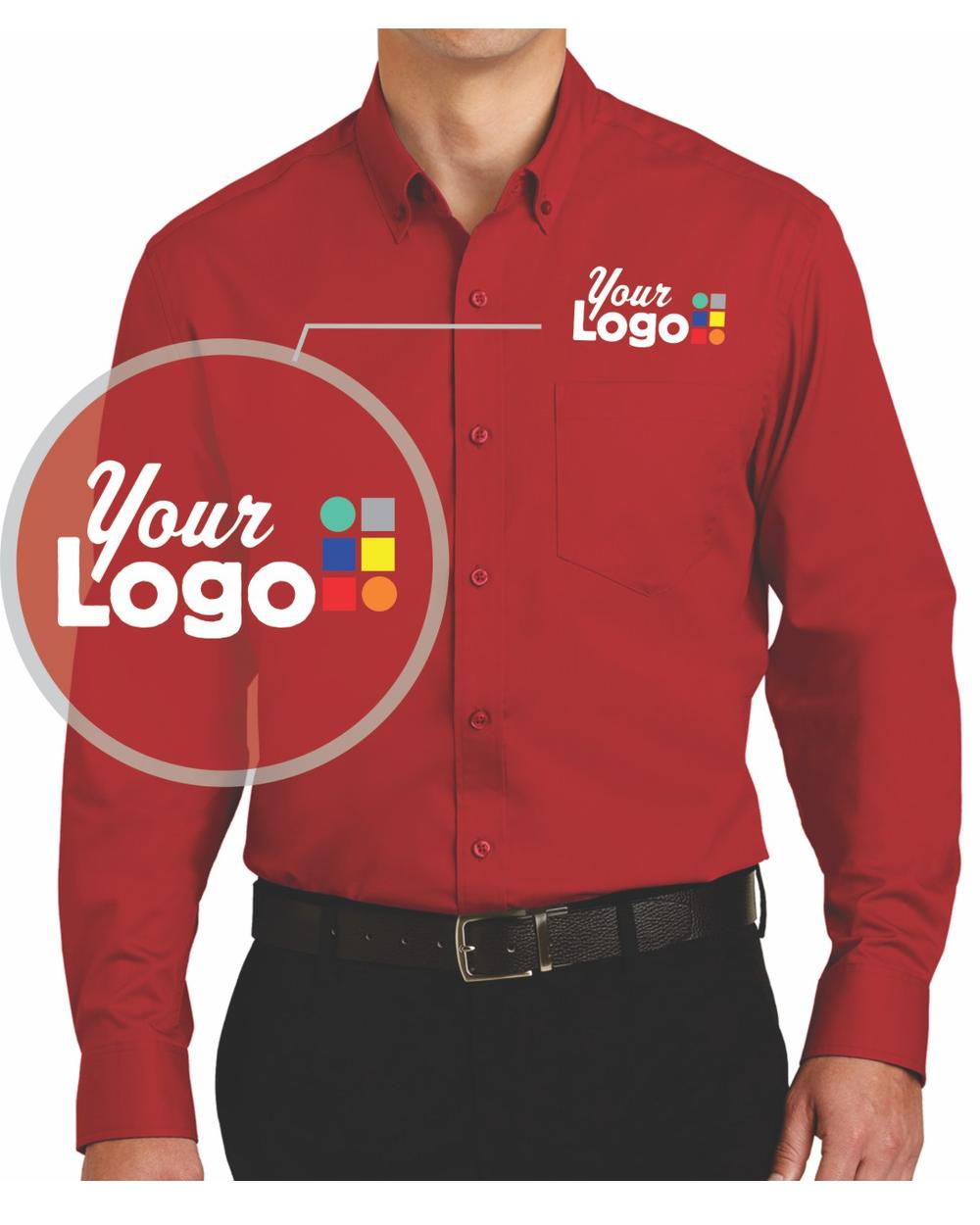 Port Authority L/S SuperPro Twill Custom Shirt, color: Rich Red