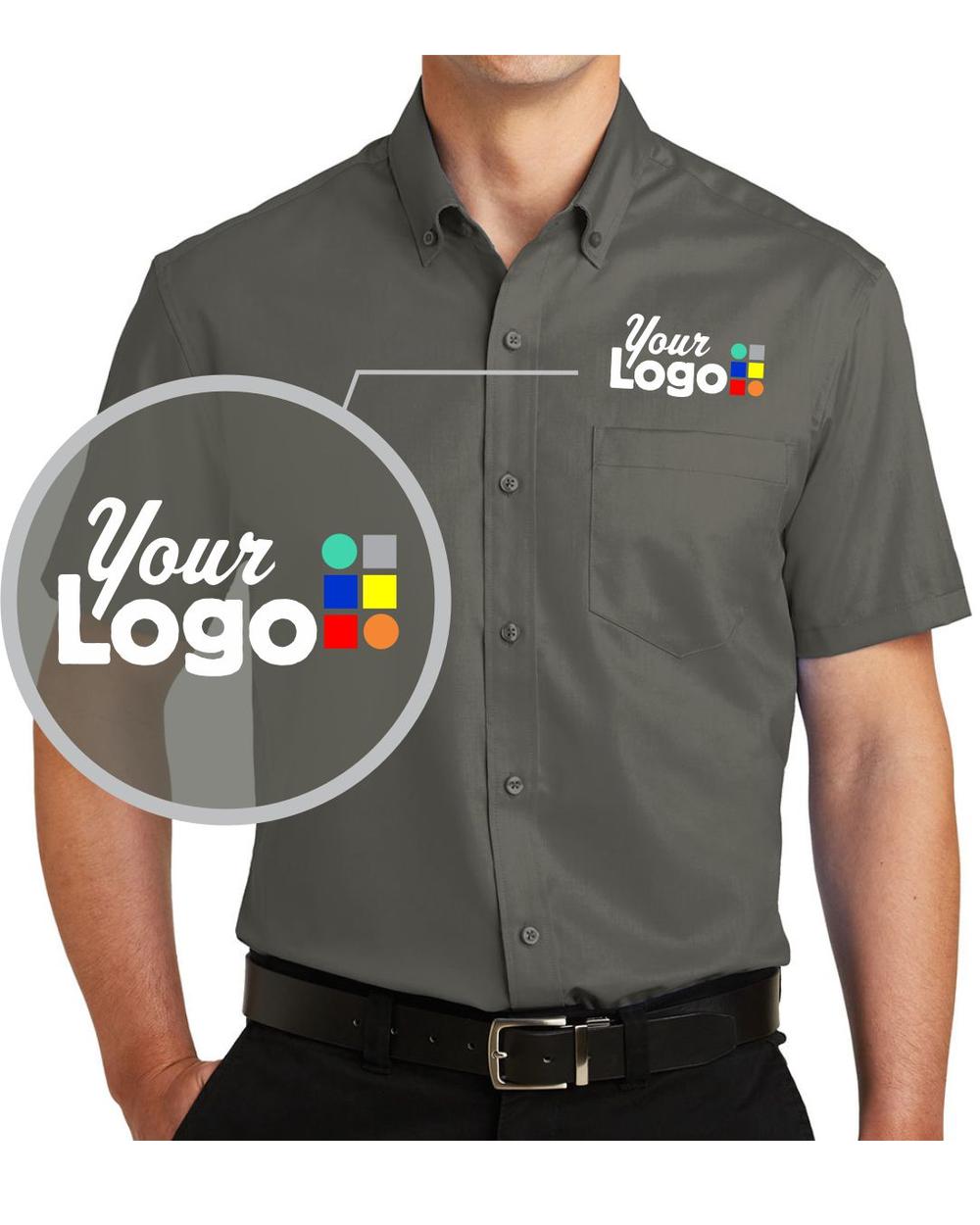 Port Authority S/S SuperPro Twill Custom Shirt, color: Sterling Grey