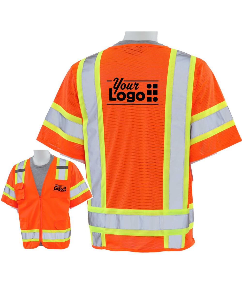 ERB Zip-Front Class-3 Surveyor-2 Hi-Visibility Custom Vest, color: Orange