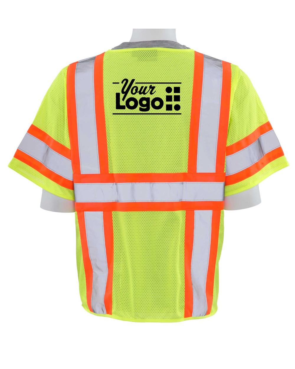 ERB Zip-Front Class-3 Value Surveyor Hi-Visibility Custom Vest, color: Lime