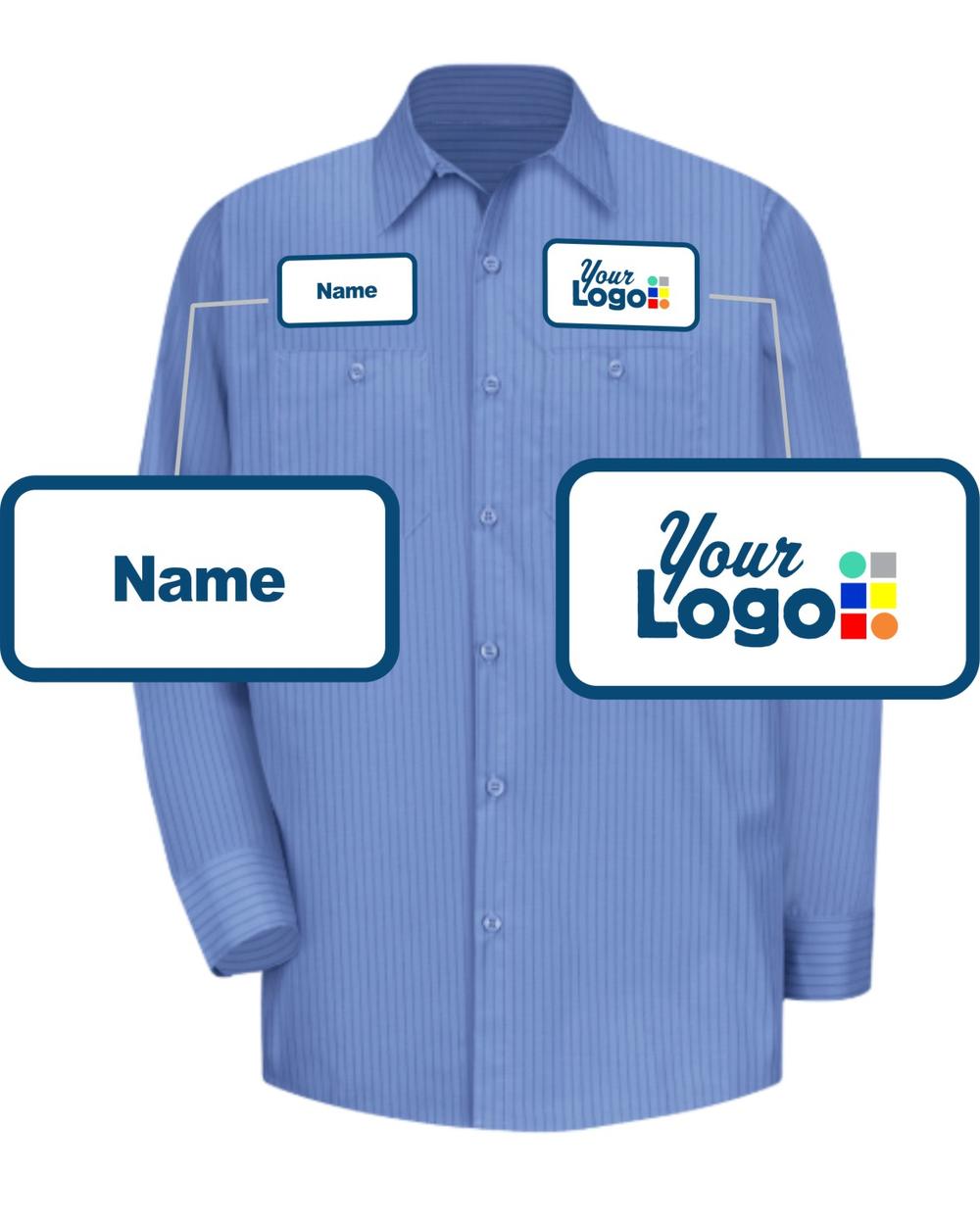 RedKap L/S Stripe Broadcloth Custom Work Shirt, color: Petrol Blue/Navy Stripe