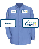 RedKap L/S Stripe Broadcloth Custom Work Shirt, color: Petrol Blue/Navy Stripe