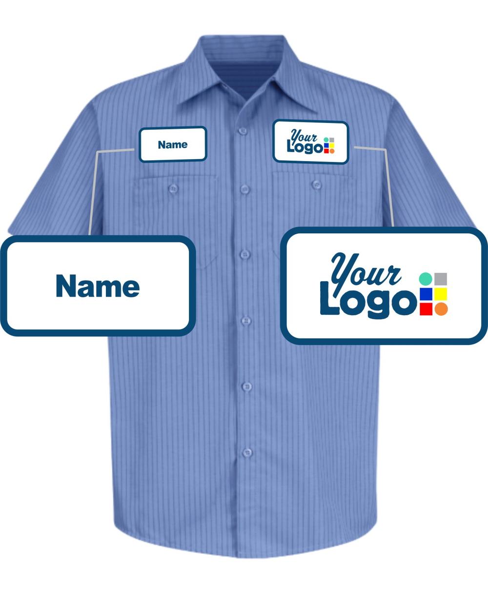 RedKap S/S Stripe Broadcloth Custom Work Shirt, color: Petrol Blue/Navy Stripe