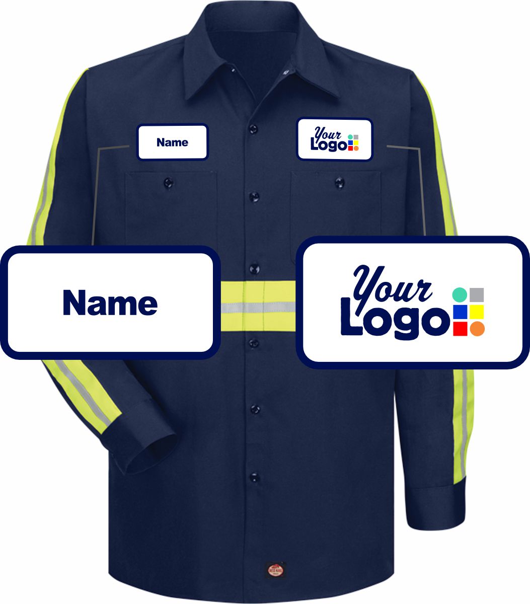 RedKap S/S Hi-Vis Cotton Custom Work Shirt, color: Navy