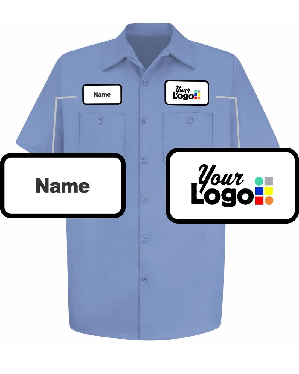 RedKap S/S Wrinkle-Resistant Cotton Custom Work Shirt, color: Light Blue