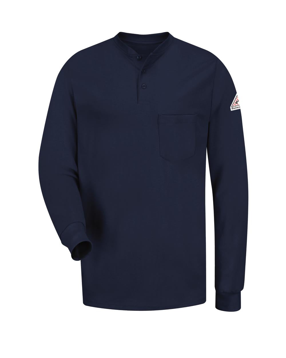 Bulwark L/S Tagless Henley Excel Flame Resistant T-Shirt, color: Navy