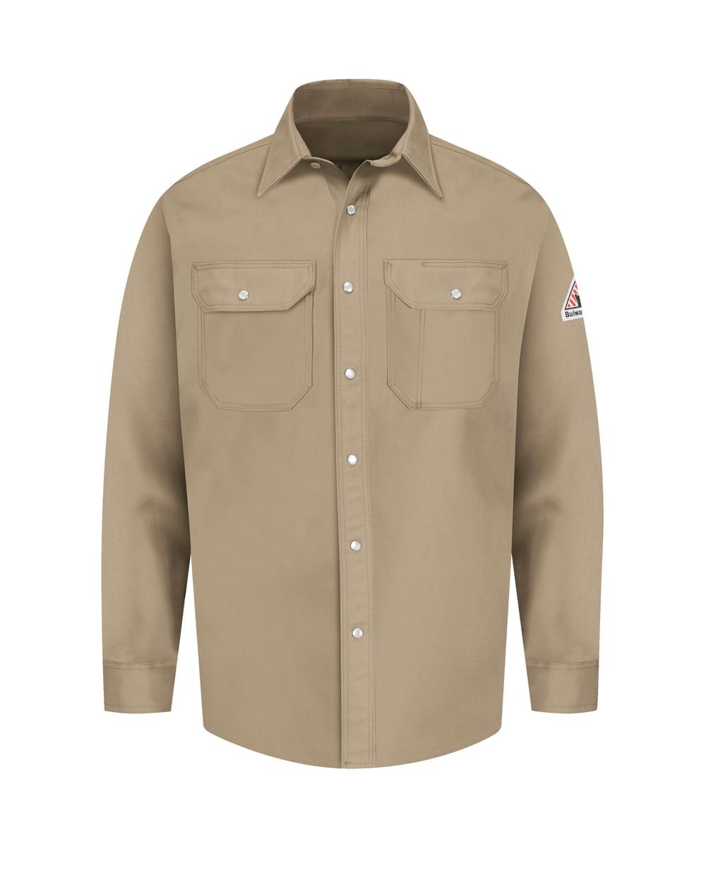 Bulwark L/S Snap Front Uniform Excel Flame Resistant Shirt, color: Tan