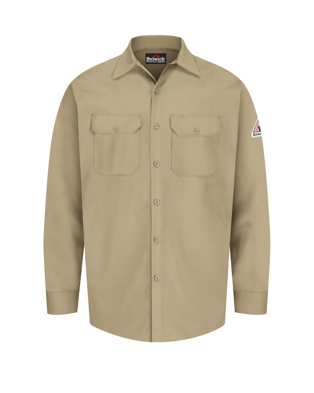 Bulwark L/S Excel Flame Resistant Shirt, color: Khaki