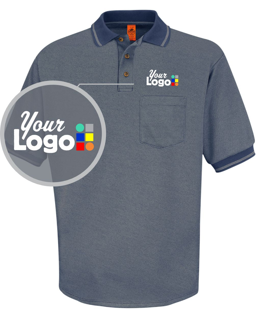 RedKap S/S Performance Knit Twill Custom Golf Shirt, color: Moss Green/Navy