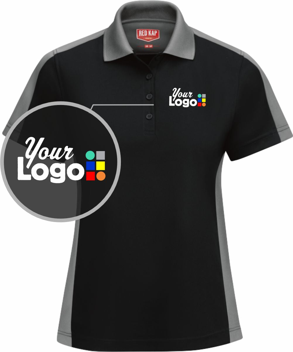RedKap S/S Tone-Panel Custom Golf Shirt, color: Black/Grey