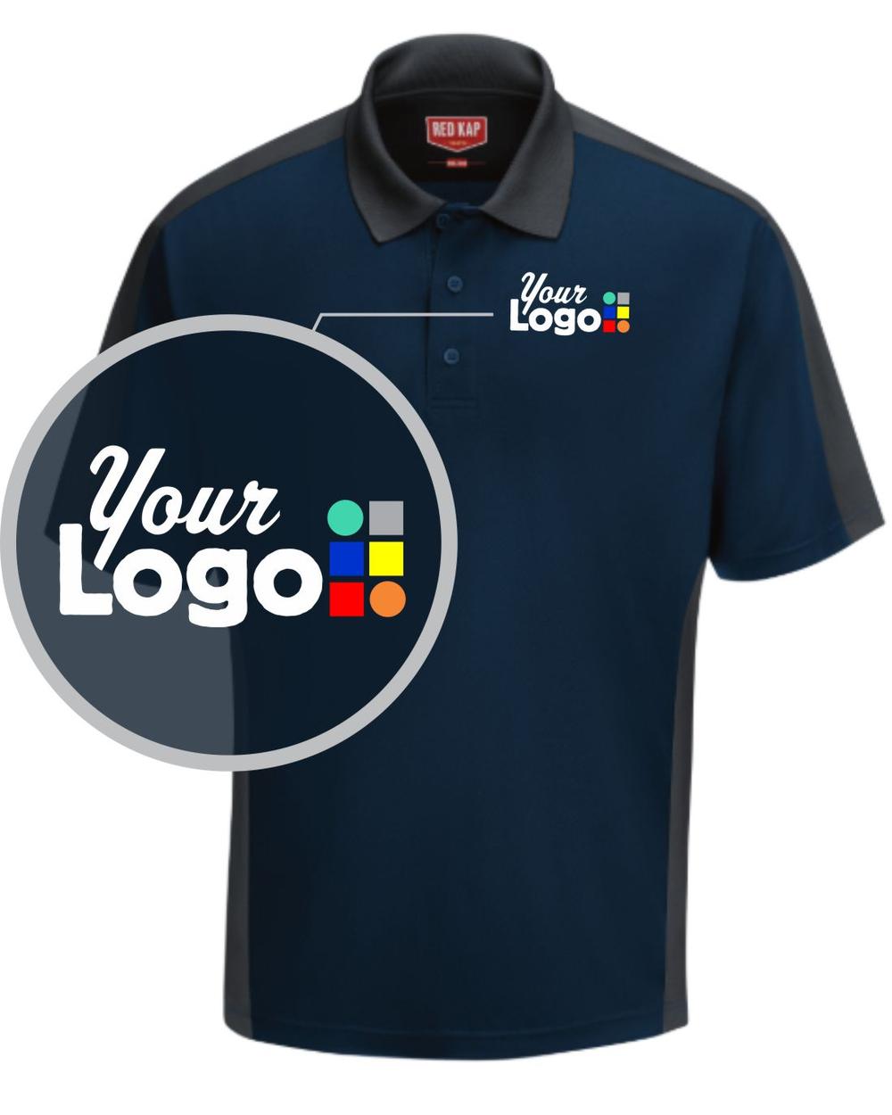 RedKap S/S Tone-Panel Custom Golf Shirt, color: Navy/Charcoal