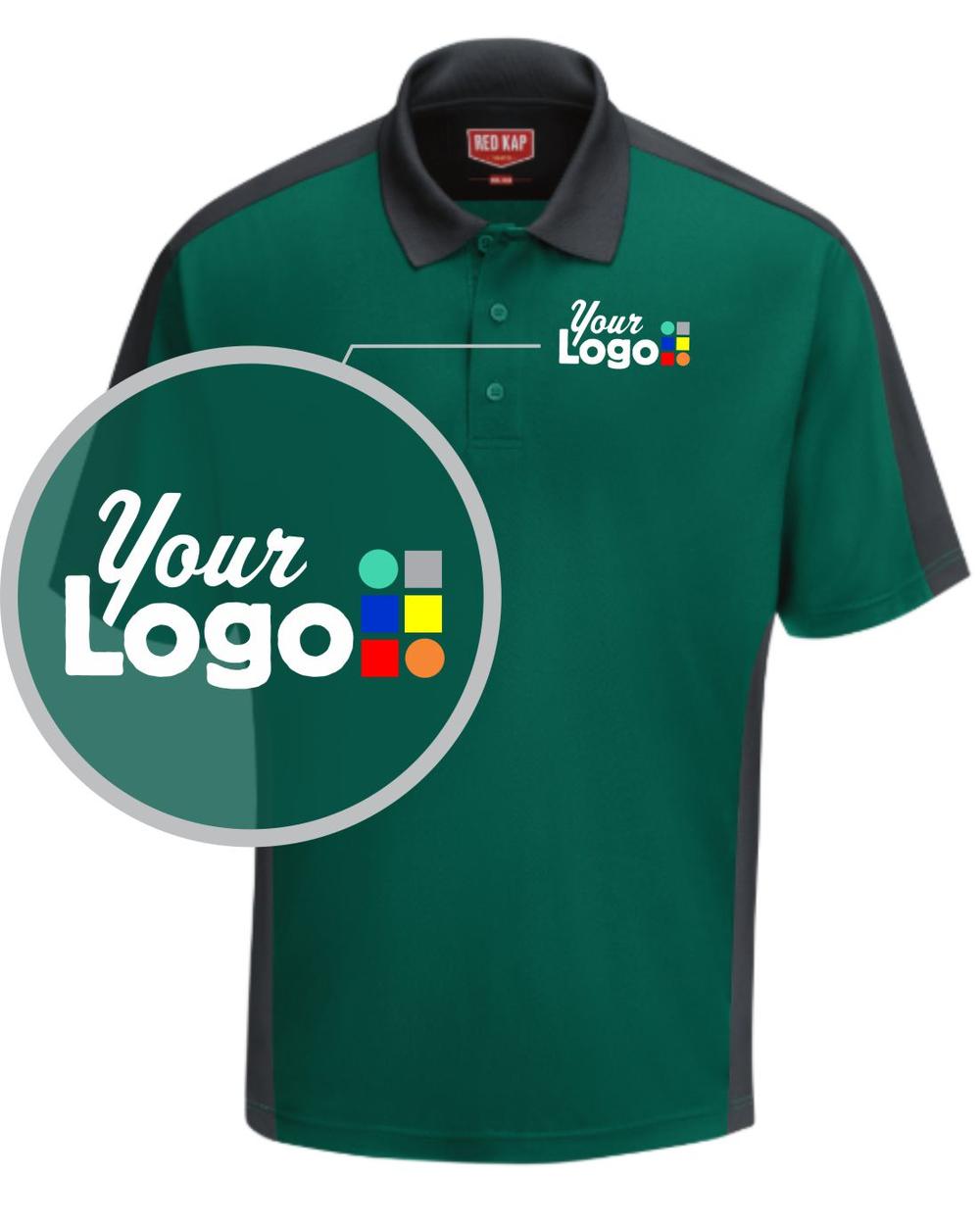 RedKap S/S Tone-Panel Custom Golf Shirt, color: Hunter Green/Charcoal