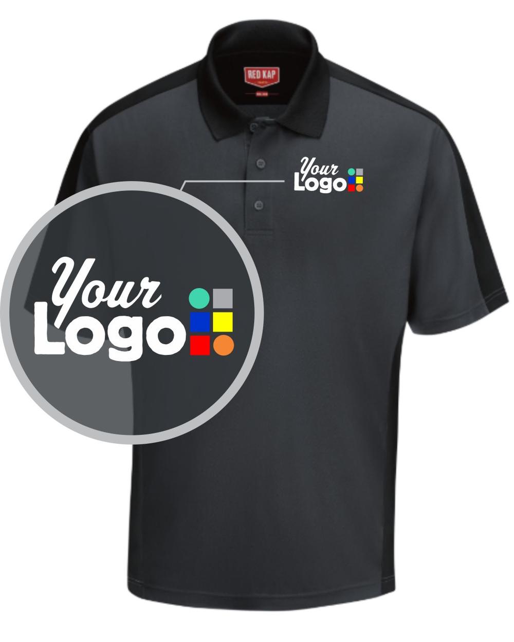 RedKap S/S Tone-Panel Custom Golf Shirt, color: Charcoal/Black