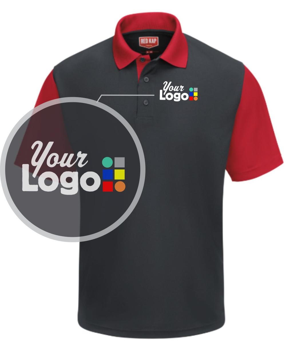 RedKap S/S ColorBlock Custom Golf Shirt, color: Charcoal/Red