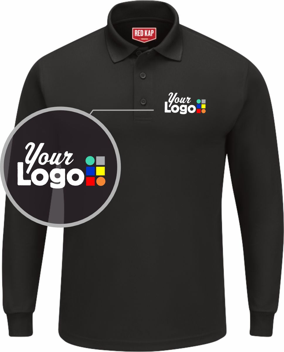 RedKap L/S Performance Knit Custom Golf Shirt, color: Black