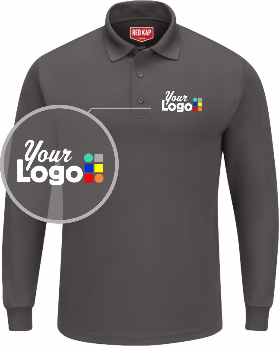 RedKap L/S Performance Knit Custom Golf Shirt, color: Charcoal