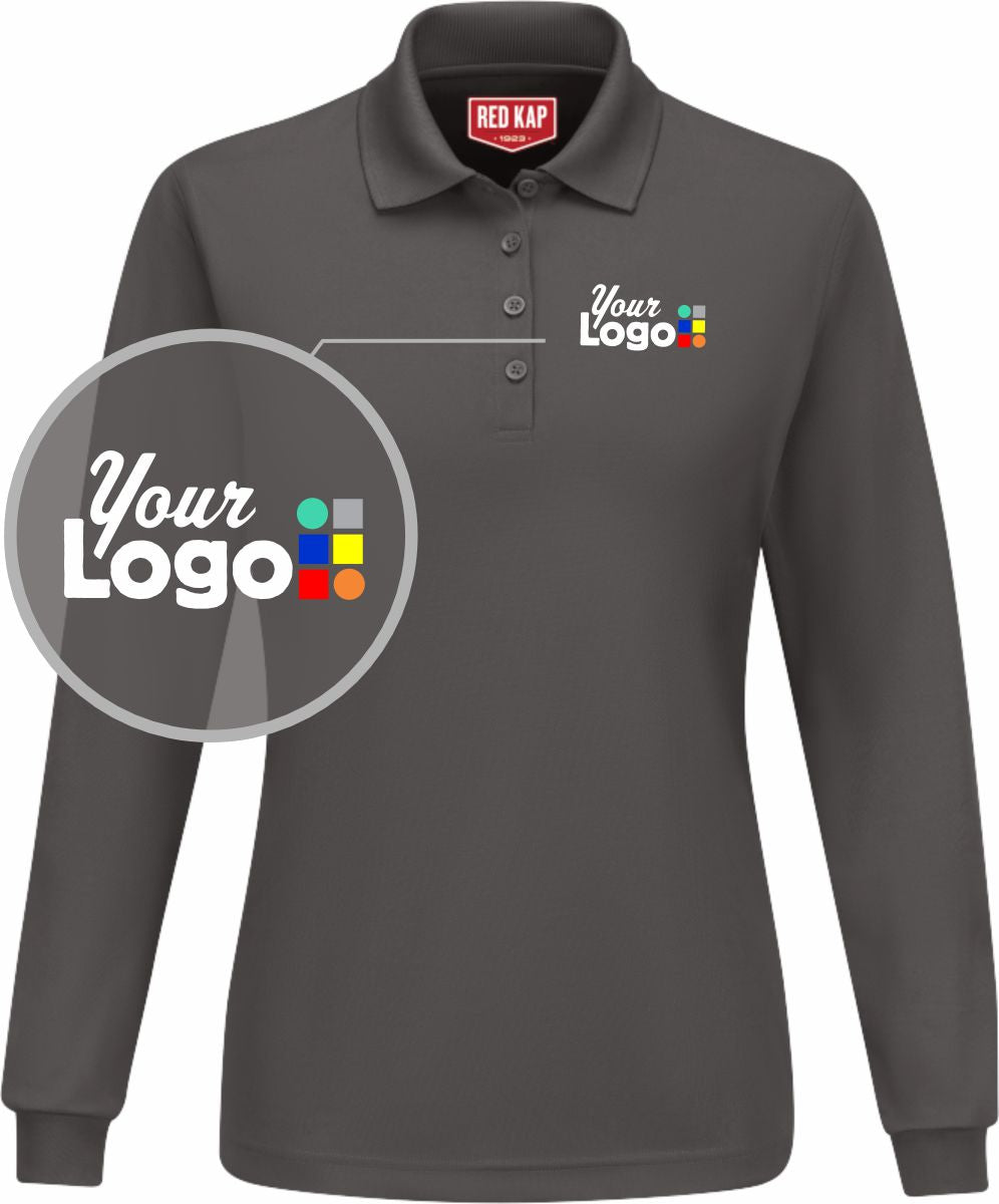 RedKap L/S Performance Knit Custom Golf Shirt, color: Charcoal