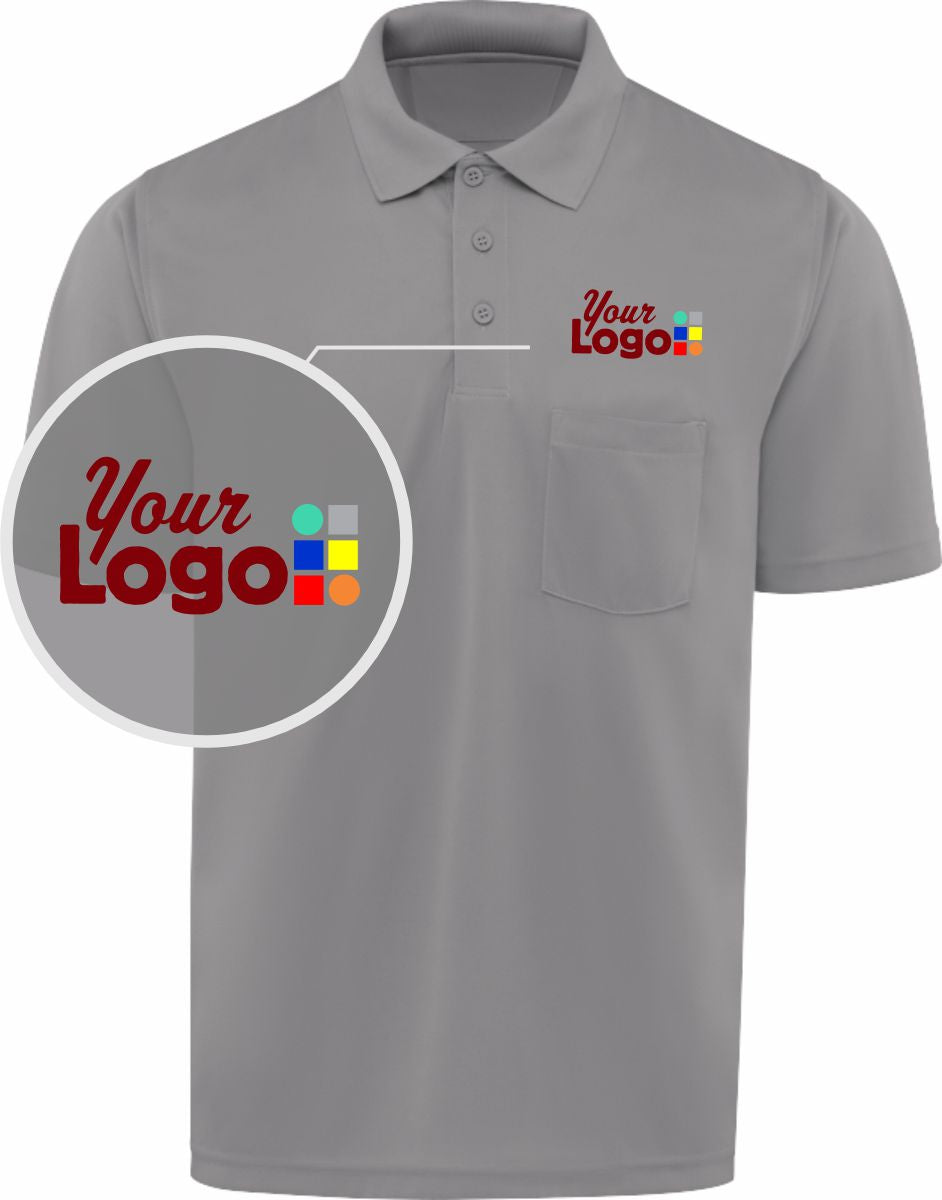 RedKap S/S Performance Knit Pocket Custom Golf Shirt, color: Grey
