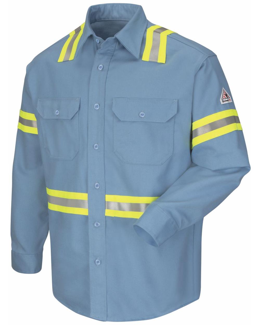 Bulwark L/S Hi-Visibility Uniform Flame Resistant Shirt, color: Light Blue