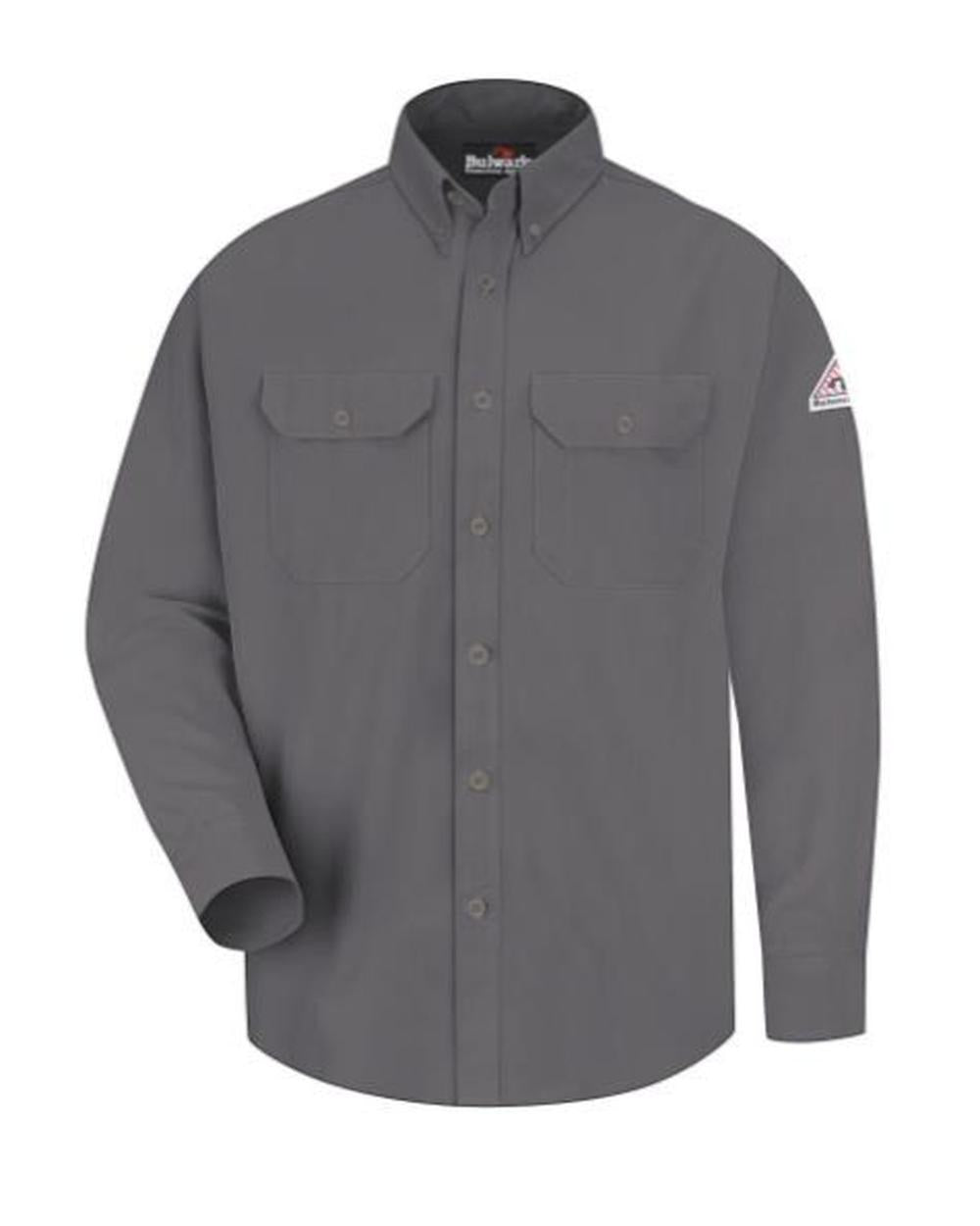 Bulwark L/S Dress Uniform CoolTouch Flame Resistant Shirt, color: Grey