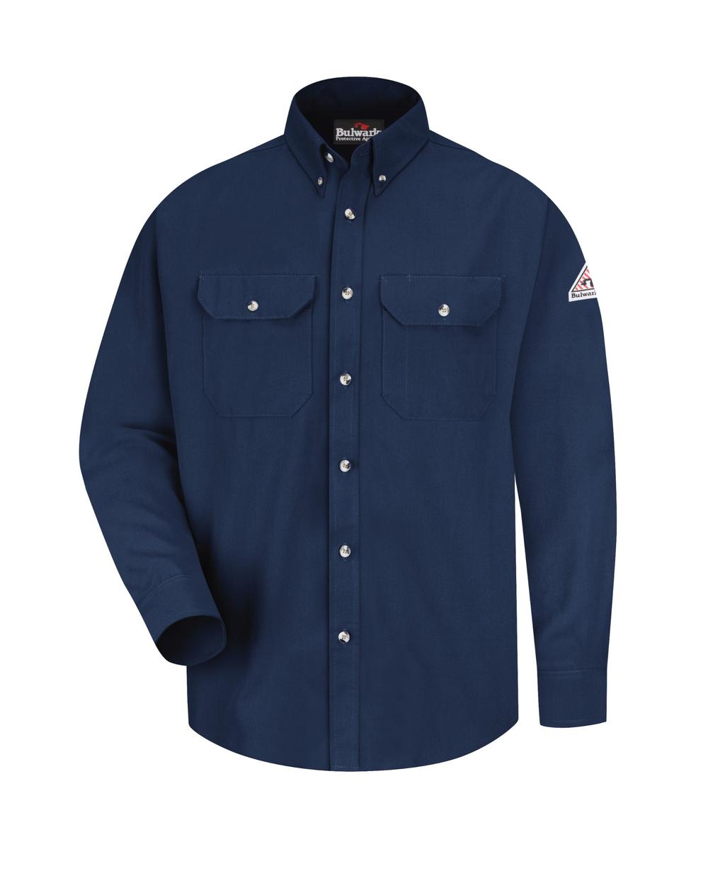 Bulwark L/S Dress Uniform CoolTouch Flame Resistant Shirt, color: Navy