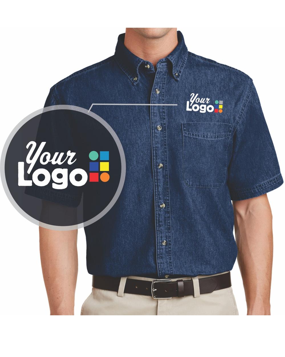 Port & Company S/S Value Denim Custom Shirt, color: Ink Blue