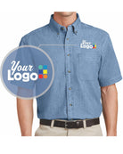 Port & Company S/S Value Denim Custom Shirt, color: Faded Blue