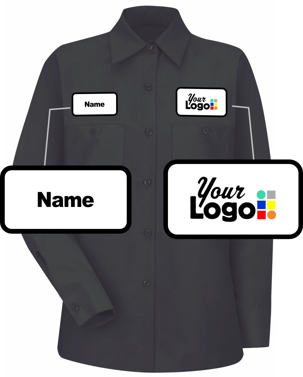 RedKap S/S Solid Custom Work Shirt, color: Black